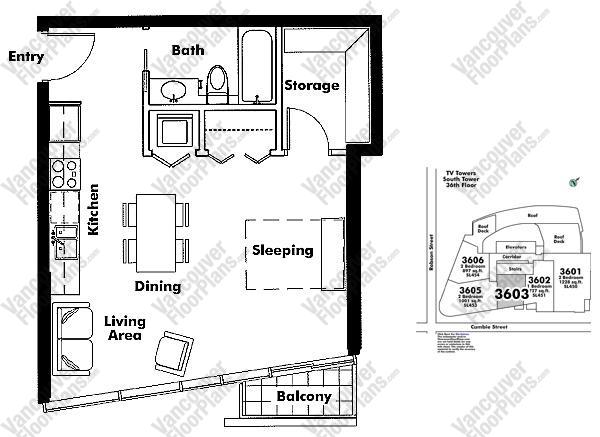 Floor Plan 3603 233 Robson Street