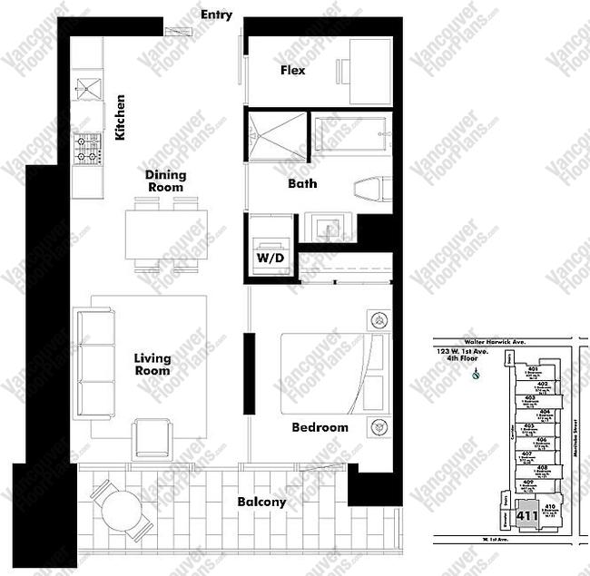 Floor Plan 411 123 W. 1st Ave.