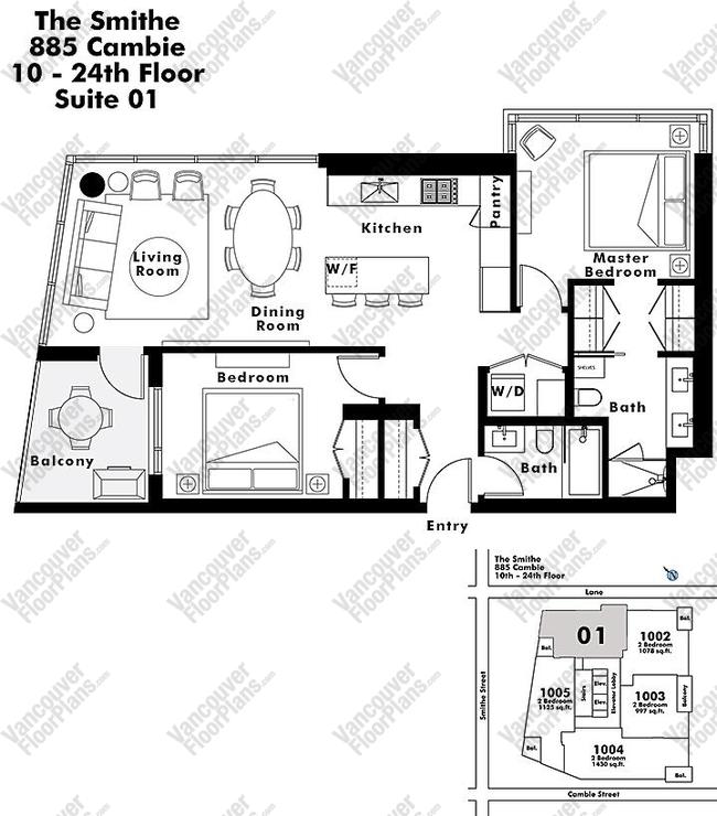 Floor Plan 2301 885 Cambie Street