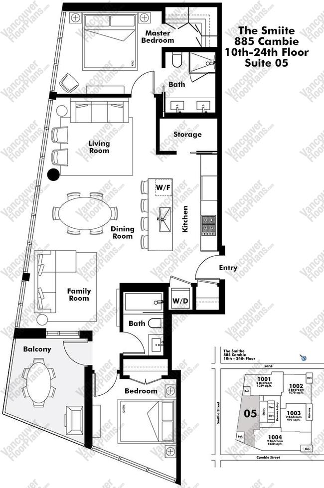 Floor Plan 1305 885 Cambie Street