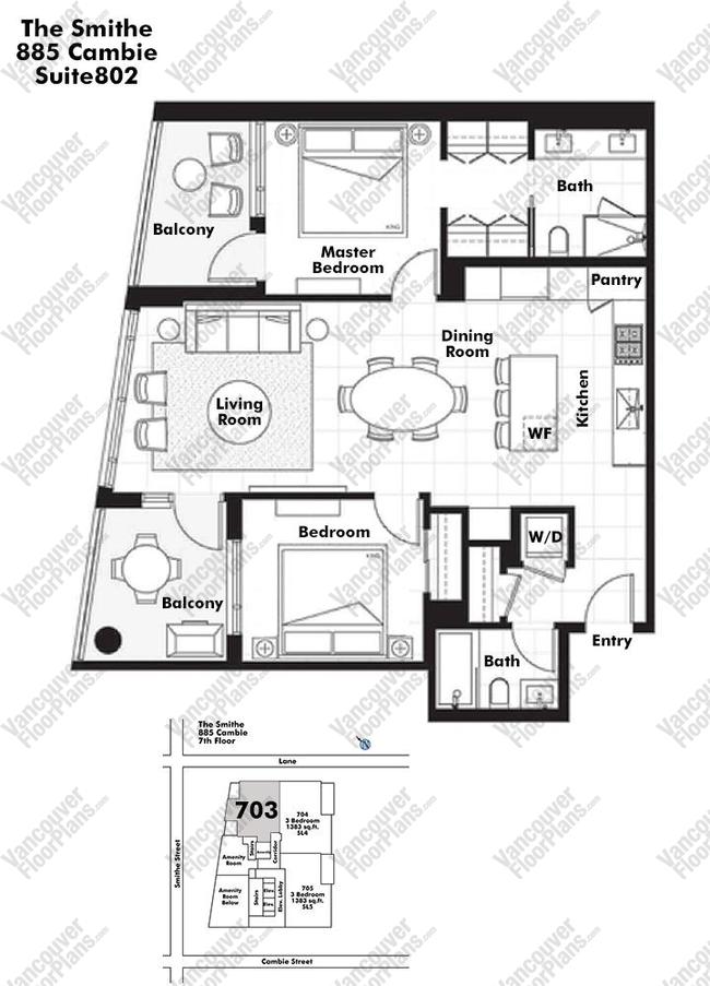 Floor Plan 703 885 Cambie Street