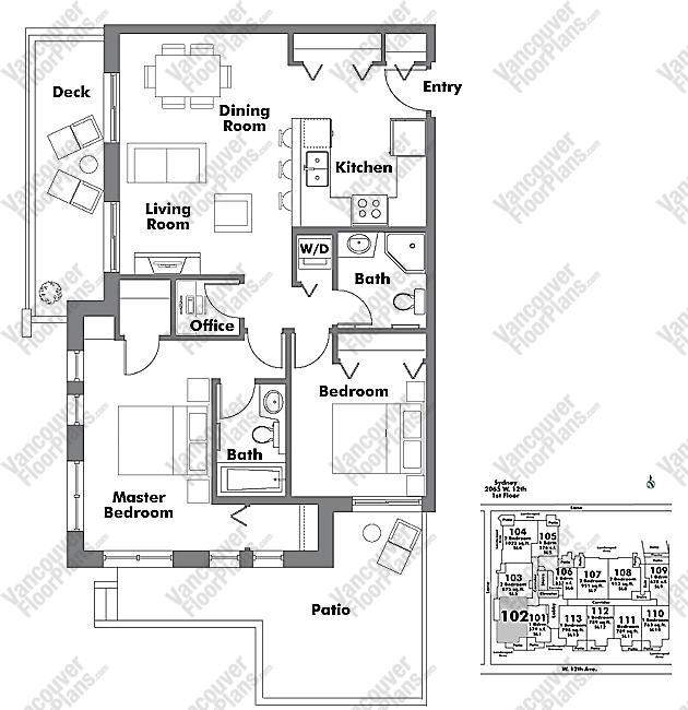 Floor Plan 102 2065 W. 12th Ave.