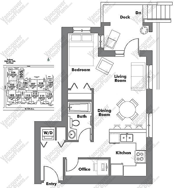 Floor Plan 105 2065 W. 12th Ave.