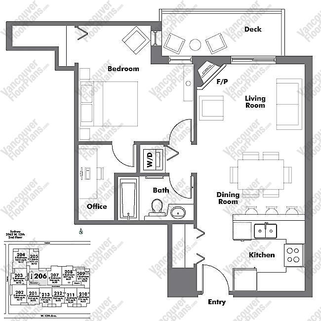 Floor Plan 206 2065 W. 12th Ave.