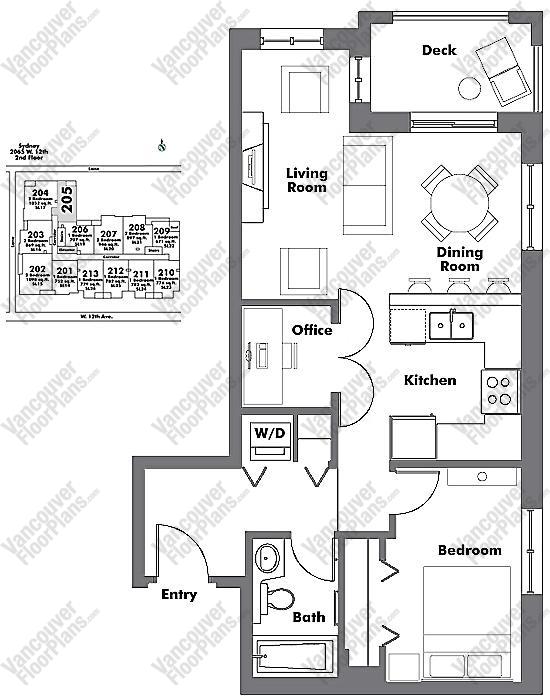 Floor Plan 205 2065 W. 12th Ave.