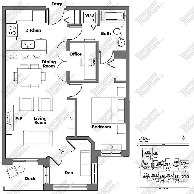 Floor Plan 210 2065 W. 12th Ave.