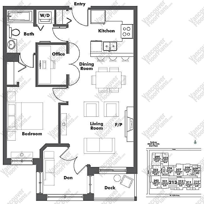 Floor Plan 213 2065 W. 12th Ave.