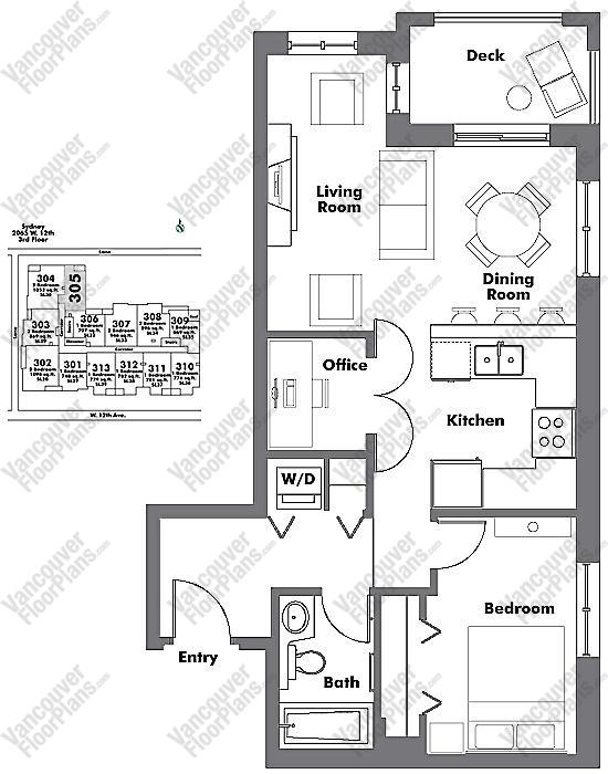 Floor Plan 305 2065 W. 12th Ave.