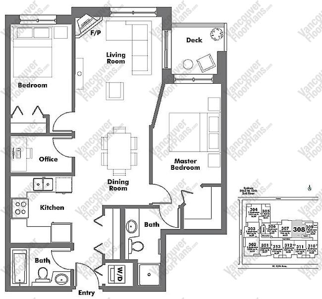Floor Plan 308 2065 W. 12th Ave.