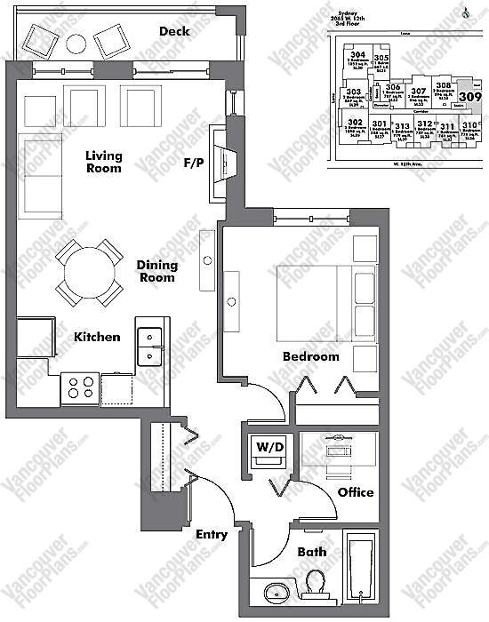 Floor Plan 309 2065 W. 12th Ave.
