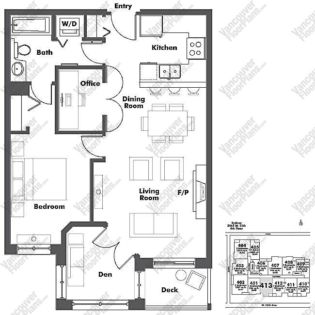 Floor Plan 413 2065 W. 12th Ave.