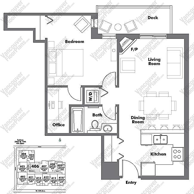 Floor Plan 406 2065 W. 12th Ave.