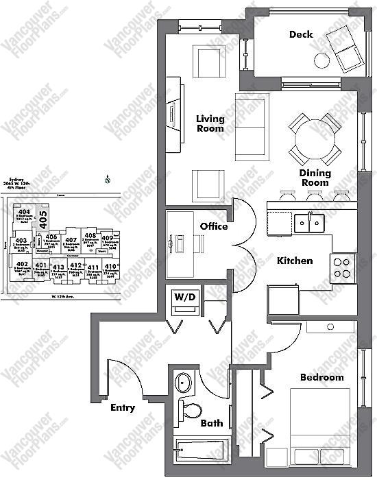 Floor Plan 405 2065 W. 12th Ave.
