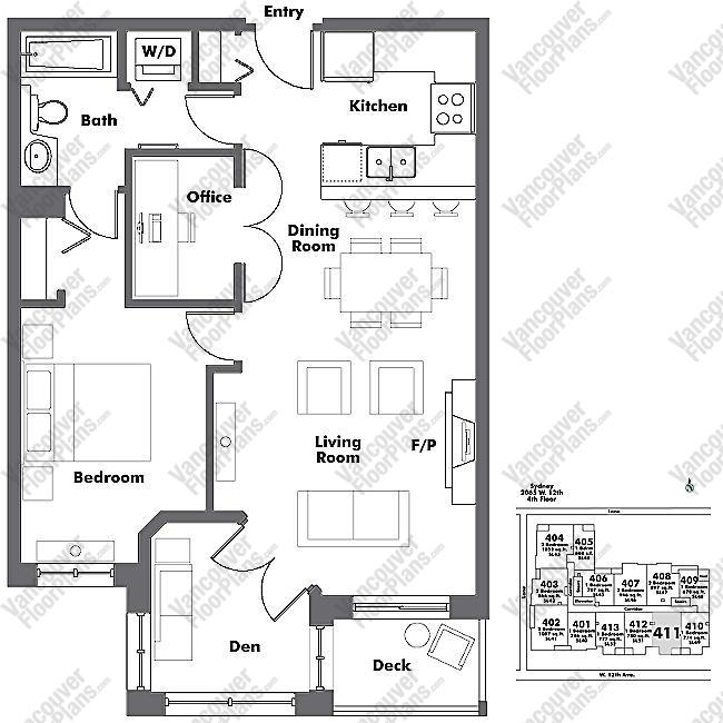 Floor Plan 411 2065 W. 12th Ave.