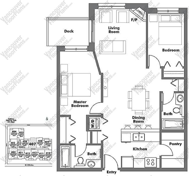 Floor Plan 407 2065 W. 12th Ave.