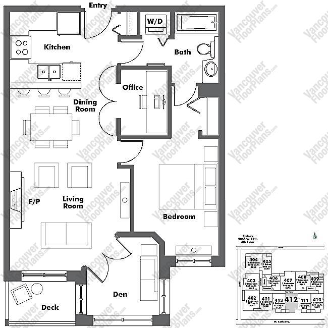Floor Plan 412 2065 W. 12th Ave.