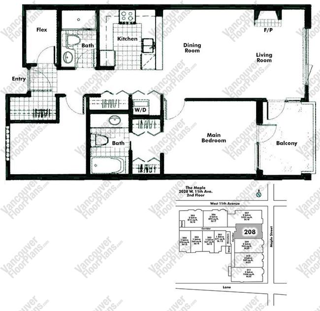 Floor Plan 208 2028 W 11th Ave