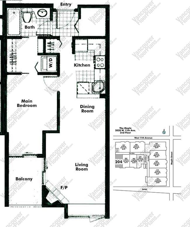 Floor Plan 204 2028 W 11th Ave