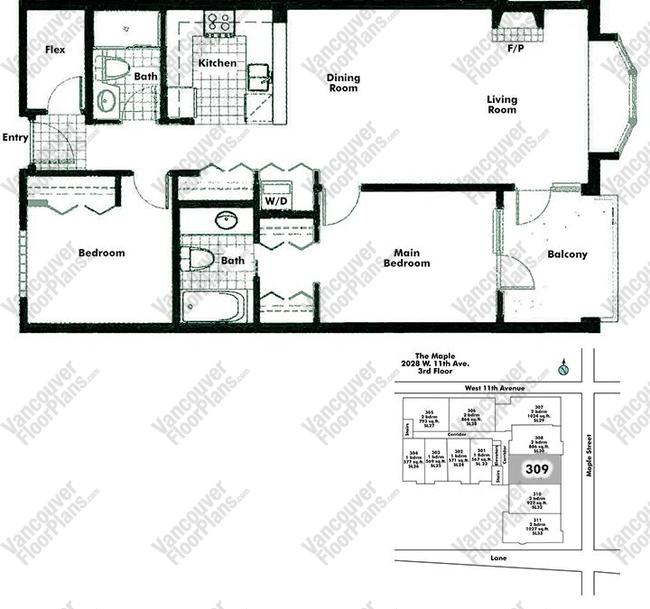 Floor Plan 309 2028 W 11th Ave