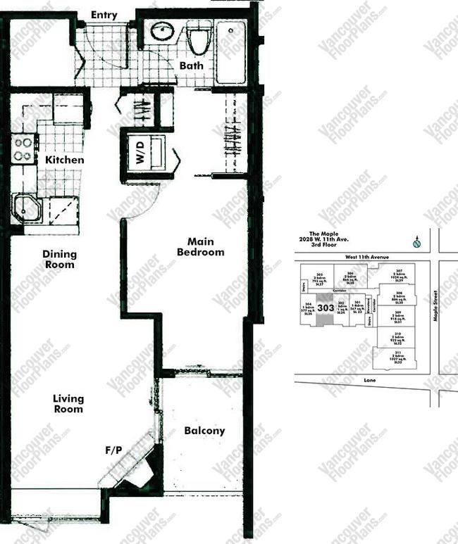 Floor Plan 303 2028 W 11th Ave