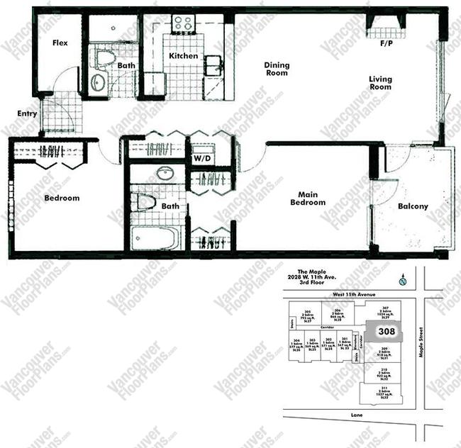 Floor Plan 308 2028 W 11th Ave