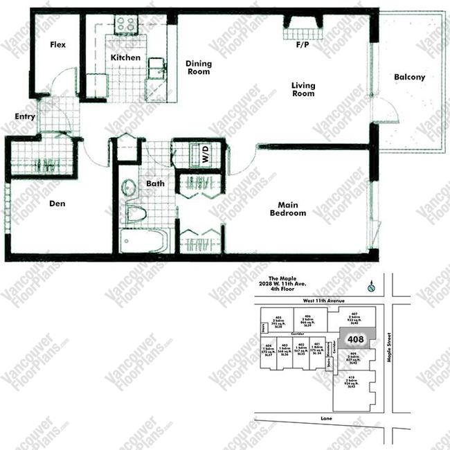 Floor Plan 408 2028 W 11th Ave