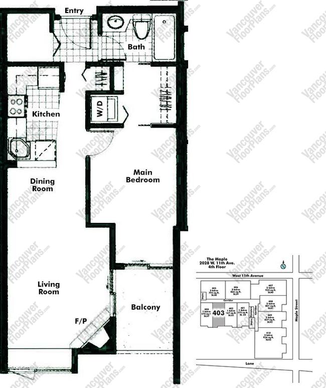 Floor Plan 403 2028 W 11th Ave