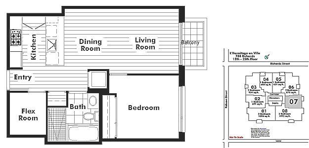 1907 788 RICHARDS STREET, Vancouver, BC Floor Plan