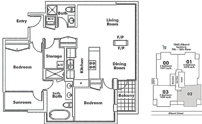 1602 1863 ALBERNI STREET, Vancouver, BC Floor Plan