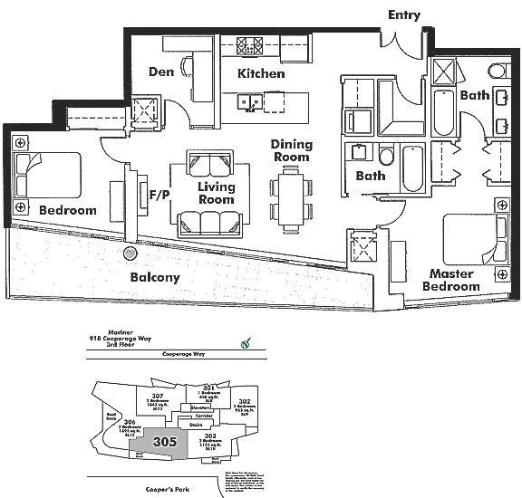 305 8 SMITHE MEWS, Vancouver, BC Floor Plan