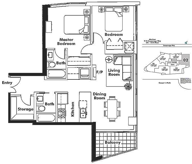 702 918 COOPERAGE WAY, Vancouver, BC Floor Plan