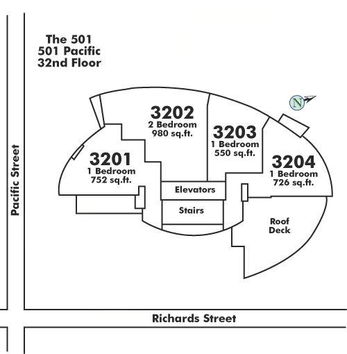3202 501 PACIFIC STREET, Vancouver, BC Floor Plate