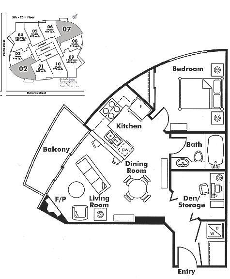 607 501 PACIFIC STREET, Vancouver, BC Floor Plan