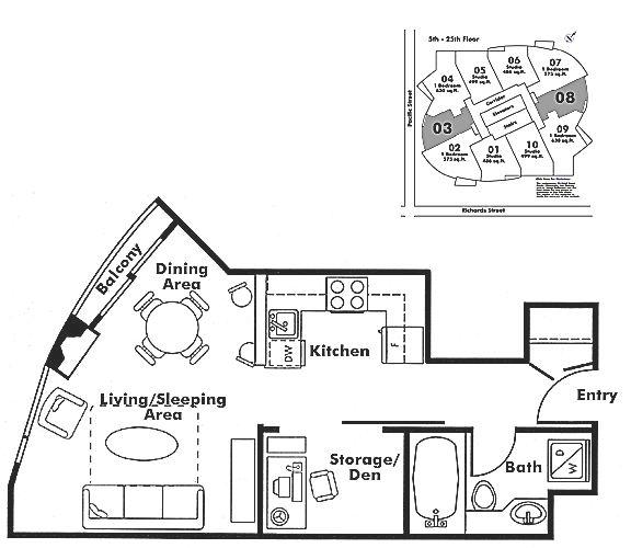 1008 501 PACIFIC STREET, Vancouver, BC Floor Plan