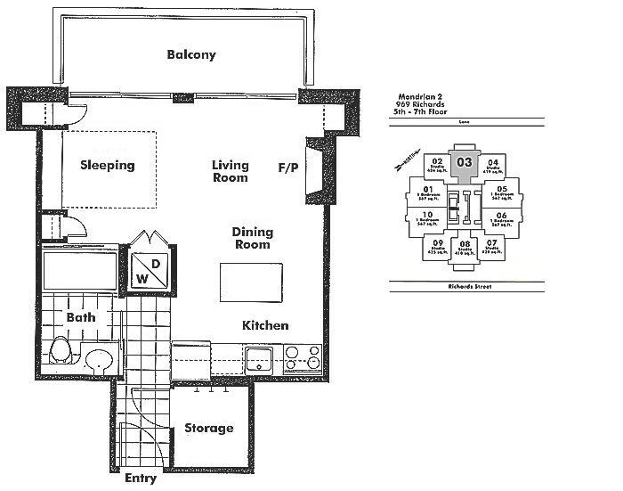703 969 RICHARDS STREET, Vancouver, BC Floor Plan