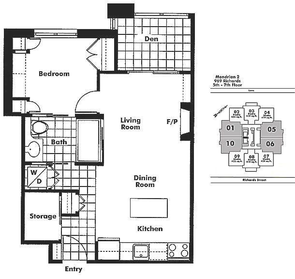 505 969 RICHARDS STREET, Vancouver, BC Floor Plan