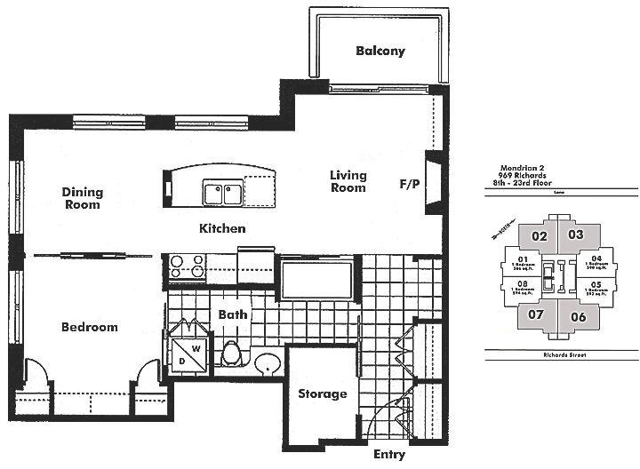 2002 989 RICHARDS STREET, Vancouver, BC Floor Plan