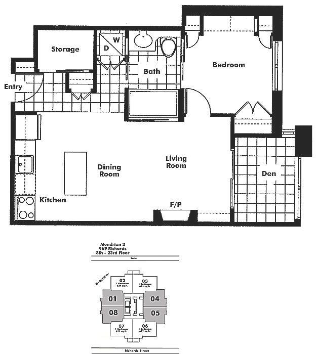 1204 969 RICHARDS STREET, Vancouver, BC Floor Plan