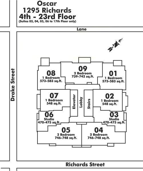 1503 1295 RICHARDS STREET, Vancouver, BC Floor Plate