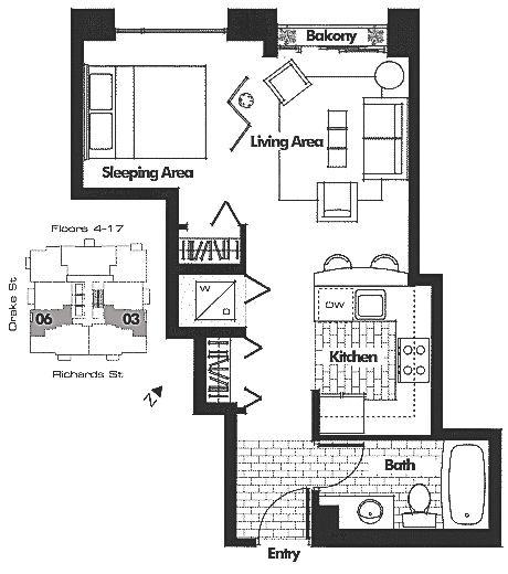 1103 1295 RICHARDS STREET, Vancouver, BC Floor Plan