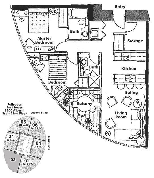 1603 1288 ALBERNI STREET, Vancouver, BC Floor Plan