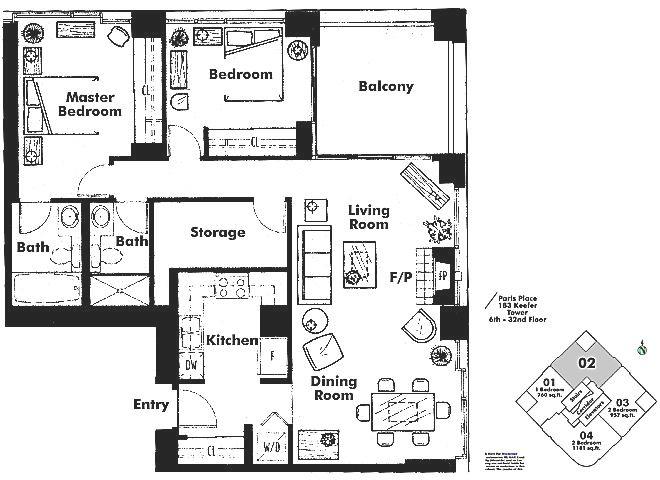 1502 183 KEEFER PLACE, Vancouver, BC Floor Plan