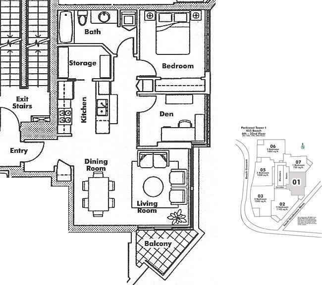 601 455 BEACH CRESCENT, Vancouver, BC Floor Plan