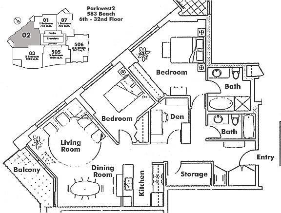 2702 583 BEACH CRESCENT, Vancouver, BC Floor Plan