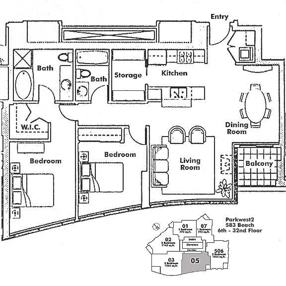 1705 583 BEACH CRESCENT, Vancouver, BC Floor Plan