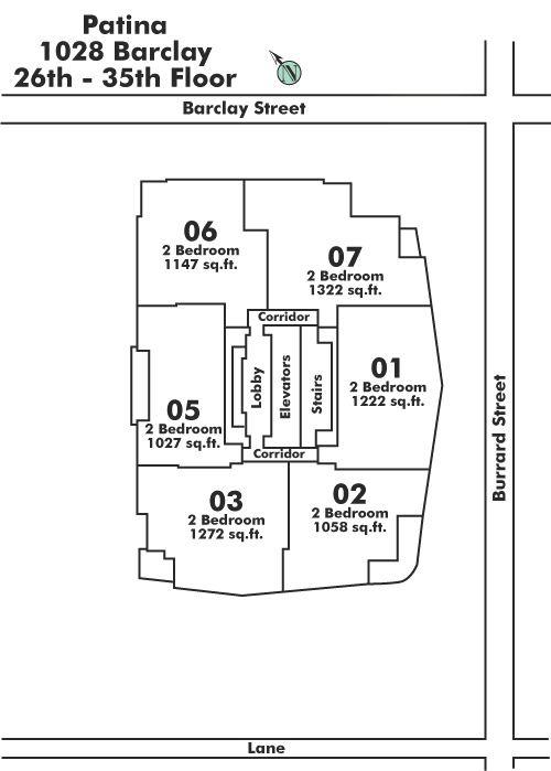 3205 1028 BARCLAY STREET, Vancouver, BC Floor Plate