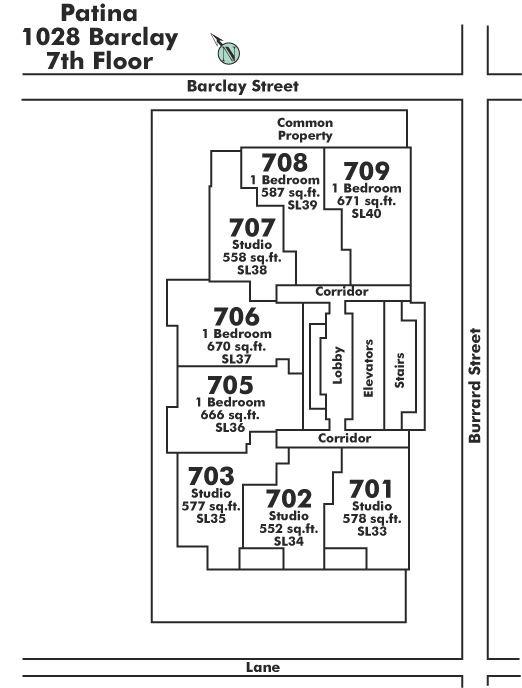 709 1028 BARCLAY STREET, Vancouver, BC Floor Plate