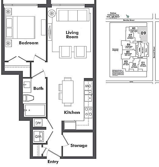 709 1028 BARCLAY STREET, Vancouver, BC Floor Plan