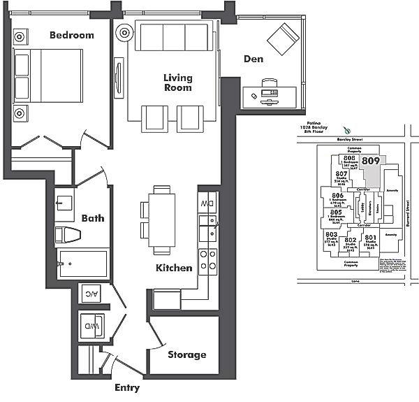 809 1028 BARCLAY STREET, Vancouver, BC Floor Plan