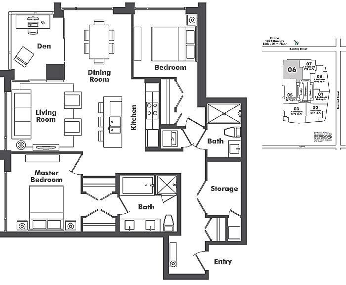 1906 1028 BARCLAY STREET, Vancouver, BC Floor Plan